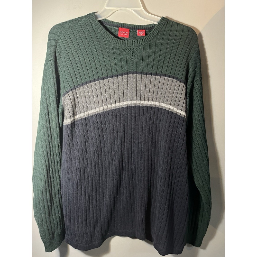 Vintage‎ Y2K Arrow Sweater Ribbed Knit Size XL Striped Skater Grunge